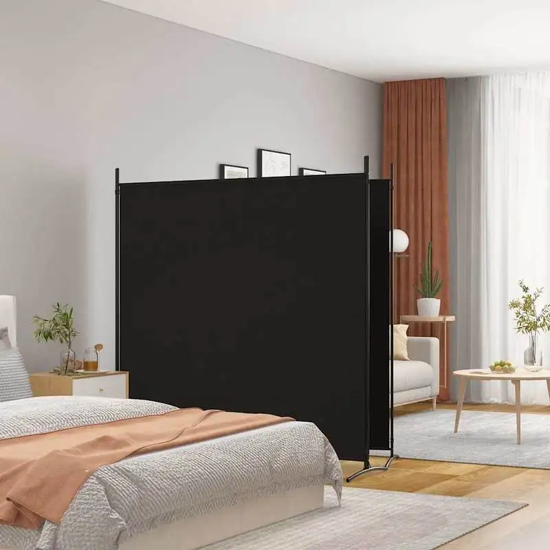 2 pièces. Paravent noir en tissu 348x180 cm