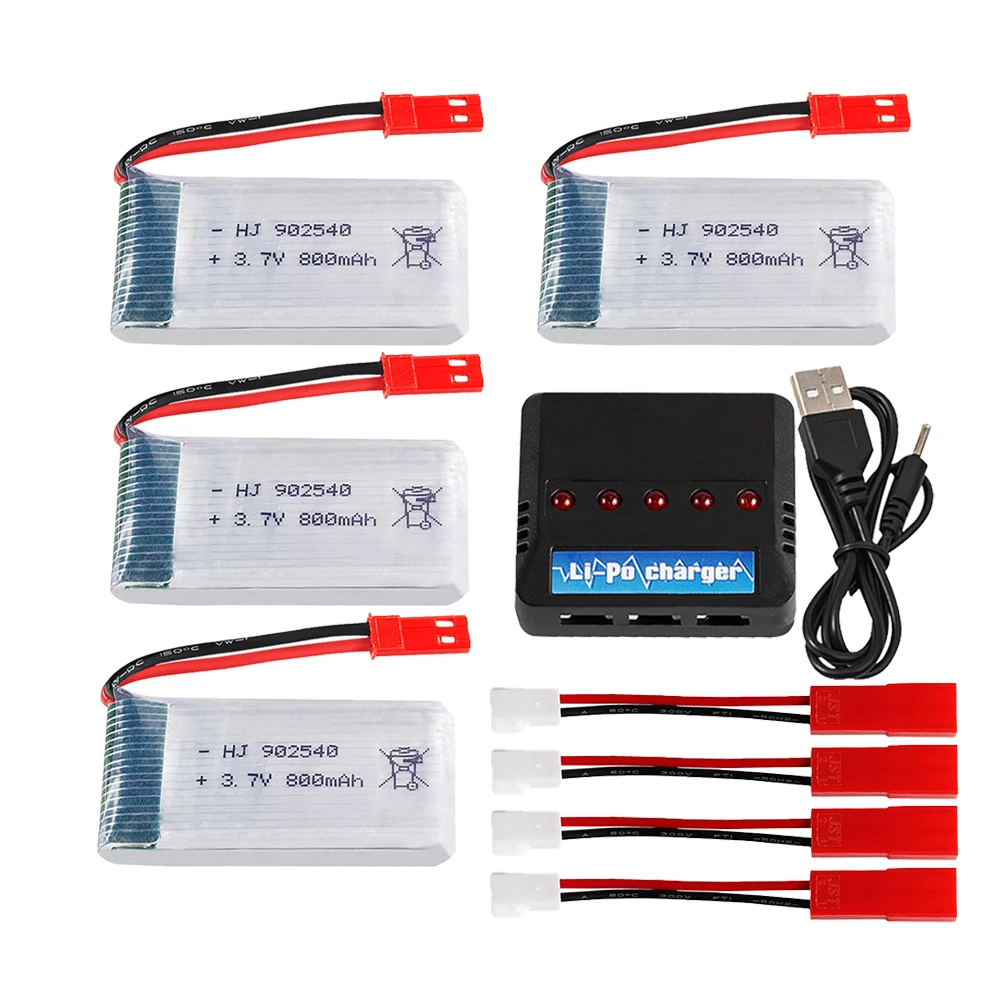 902540 3.7V 800mAh batteria Lipo con caricabatterie per MJX R/C X400 X500 X800 HJ819 X25 batteria RC Quadcopter Drone pezzo di ricambio JST