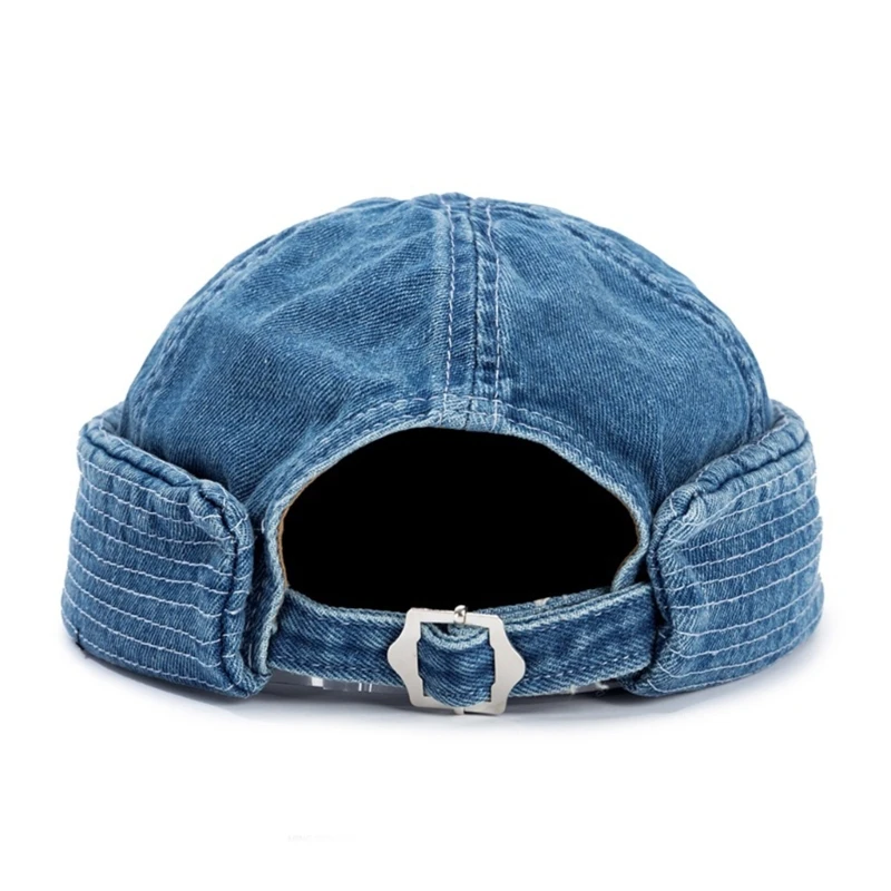 Vintage Beanie Hat Jeans Sailor Hat Docker Hat Brimless Hat Adjustable Hip-Hop Skullcap Hat All-match for Female Male