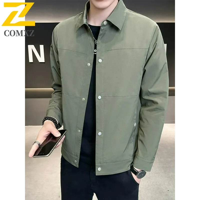 

COMXZ мужские флисовые куртки толстые зимние повседневные куртки с лацканами и несколькими карманами для путешествий, кемпинга, ветровка, куртка 2025 прогулочное пальто высокого качества