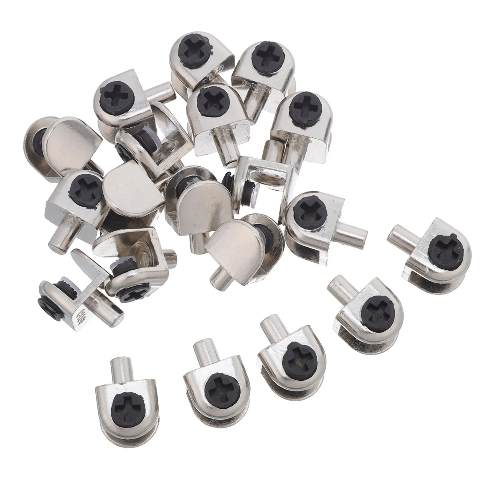 20Pcs Zinc Alloy Glass Clamp Bracket Stable Glass Shelf Support Brackets for Bathroom Kitchen Frameless Shower Panel Clips