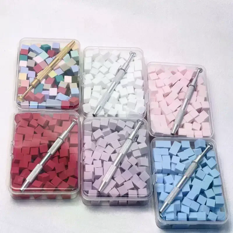 100Pcs/Box Gradient Sponge Brush With Tools For Nail Art Gel Polish Brush Glitter Powder Manicure Accessory