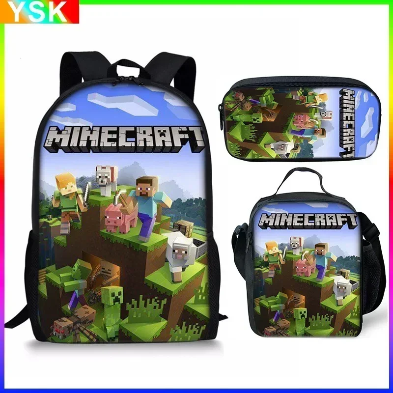 Microsofted Minecraft Schoolbag Primary School Student Backpack Children's Schoolbag Large Capacity Anime Cartoon Backpack