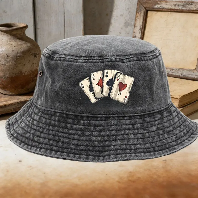 Vintage Washed Cotton Bucket Hat Retro Hip Hop Fisherman Cap Casual Outdoor Sunshade Hat Men Hat for Women