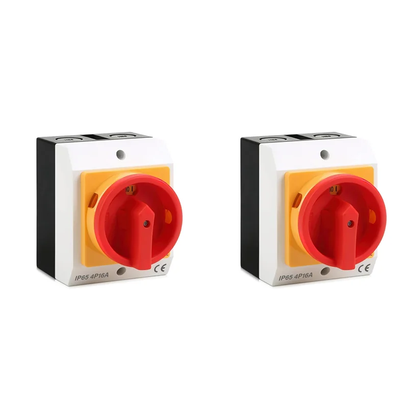 2X Main Switch 4-Pin Rotary Switch Off Switch,Circuit Breaker 16A Repair Switch With Housing Separation Of Power Supply
