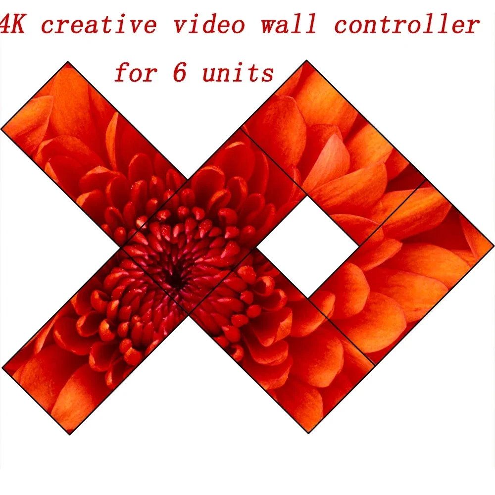 4K Creative Video Wall Controller For 6 Units,The LCD Screen Can Be Placed Arbitrarily