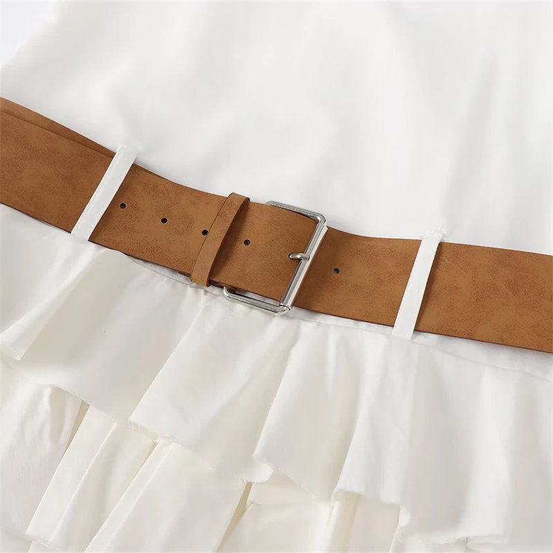 Keyanketian verão novo feminino halter sem costas mini vestido quente doce y2k com cinto em camadas magro voltar zíper vestidos sem mangas