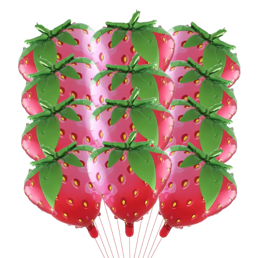 12Pcs Red Strawberry Balloons 24 Inch Cute Strawberry Balloons for Cute Berry First Birthday Party Themed Decorations