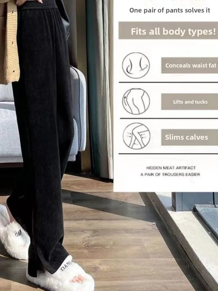 Fce doublé pantalon à jambes larges étroites Euro coton velours Micro pantalon décontracté évasé pour les femmes hiver nouveau Sle trajet Sle