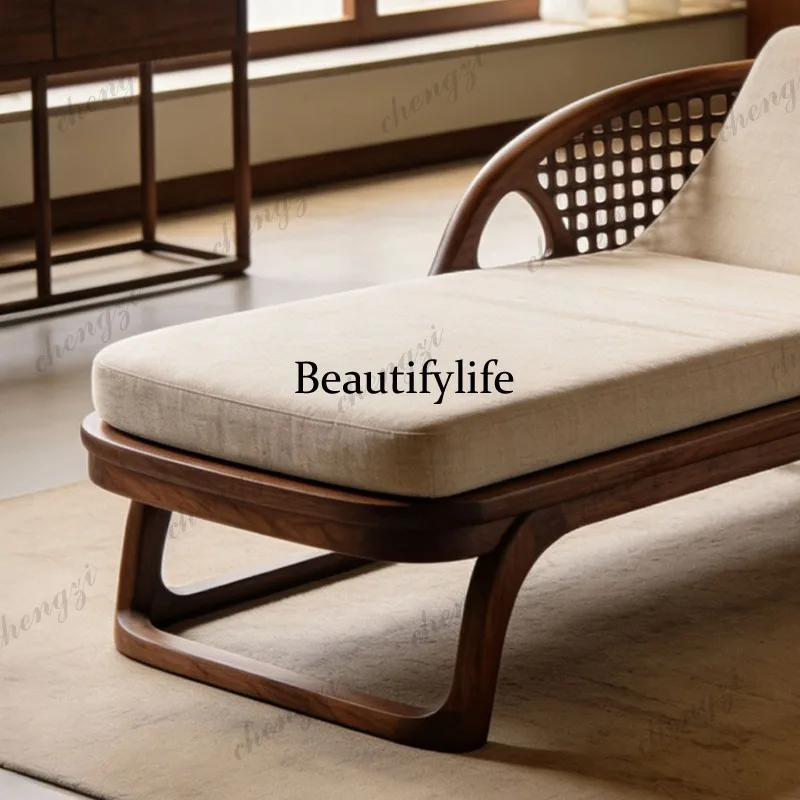 A74 North American black walnut concubine chair hollow concubine couch new Chinese living room minimalist beauty couch