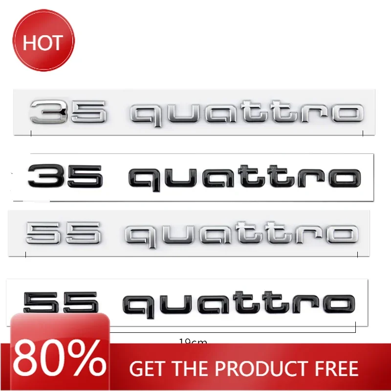 

2025 ABS наклейка на задний багажник автомобиля для 35 55 50 Quattro Logo S3 S5 S6 A2 A4 A7 A8 Q3 A1 A3 A5 A6 Q4 Q5 S7 A4L хвостовая эмблема значок Dec