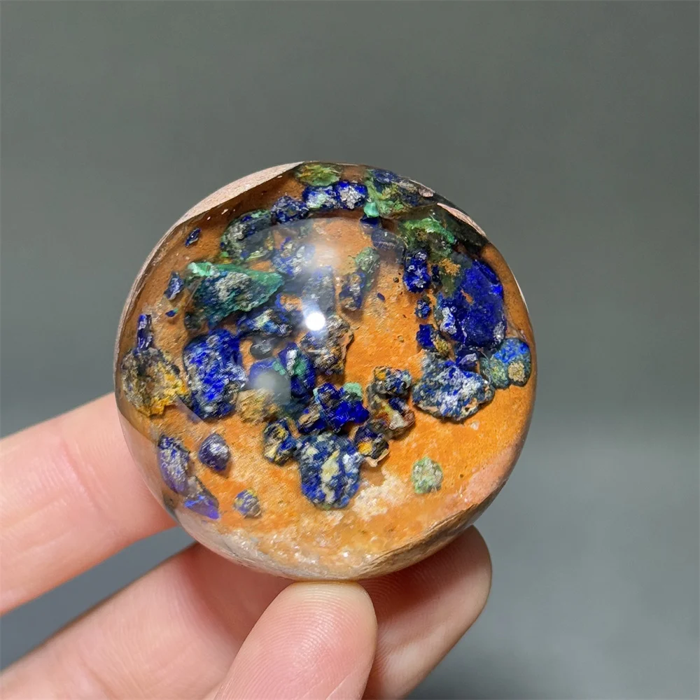 Natural Blue Copper Mine Transparent Crystal Ball Natural Energy Spirit Feng Shui Meditation Divination Home Decoration