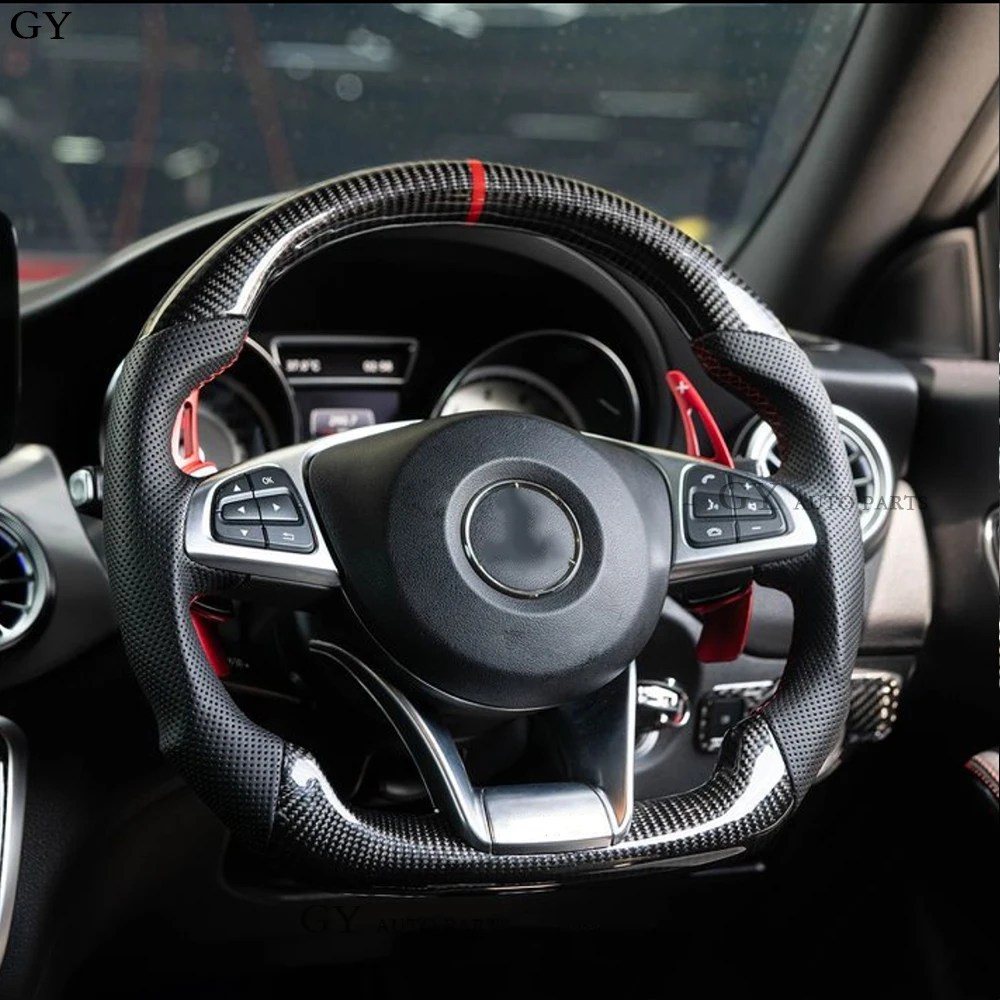 Real Carbon Fiber Customized Steering Wheel For Mercedes-benz GLC GLB GLS GLE 450 C63 C450 E63  W203 W204 W205 W213 A250 AMG