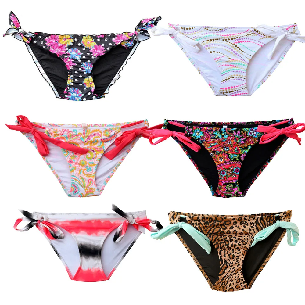 Parte inferior de Bikini a rayas para mujer, bañador Sexy secreto, Bikini brasileño de vendaje, trajes de baño