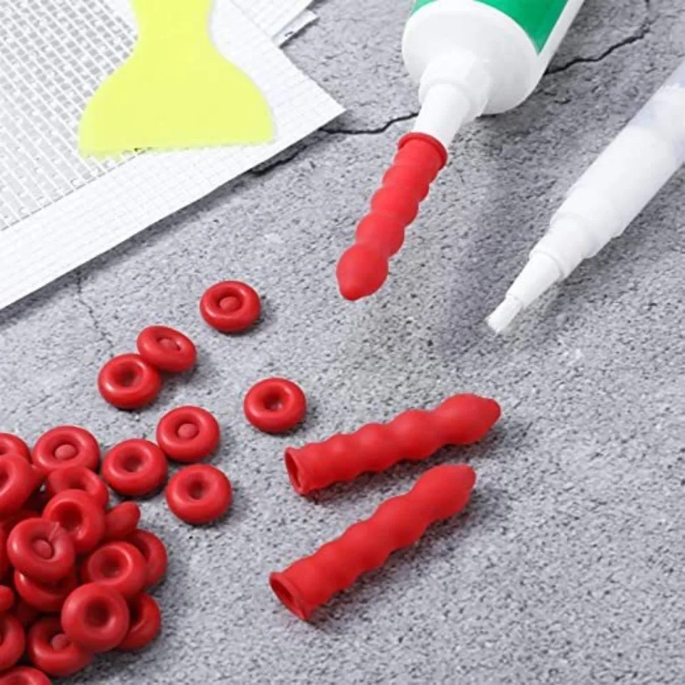 10/20pcs Silicone Material Caulk Caps Dustproof Design Re-Sealable Glue Tip Covers Red Color Universal Fit Caulking Nozzle Caps