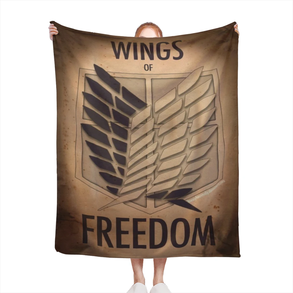 Wings of Liberty Attack on Titan Retro Medium Blanket Soft comforter sets throw for Couch Warm Flannel Blankets Bedroom Décor