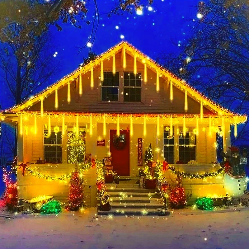 

30/50cm Solar LED Meteor Shower Holiday String Light Waterproof Fairy Garden Outdoor LED Street Garland Christmas Decoration