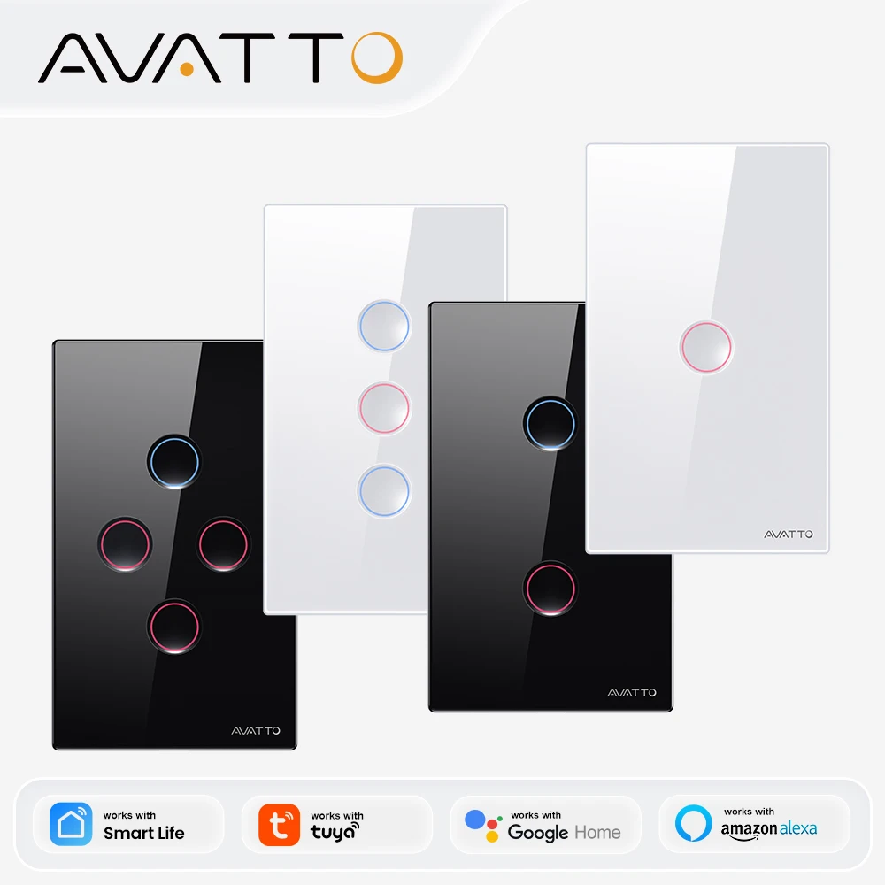 

AVATTO Smart Zigbee Touch Groove Light Switch 220V Waterproof Smart Life APP Remote Control Works With Tuya Alexa Google Home