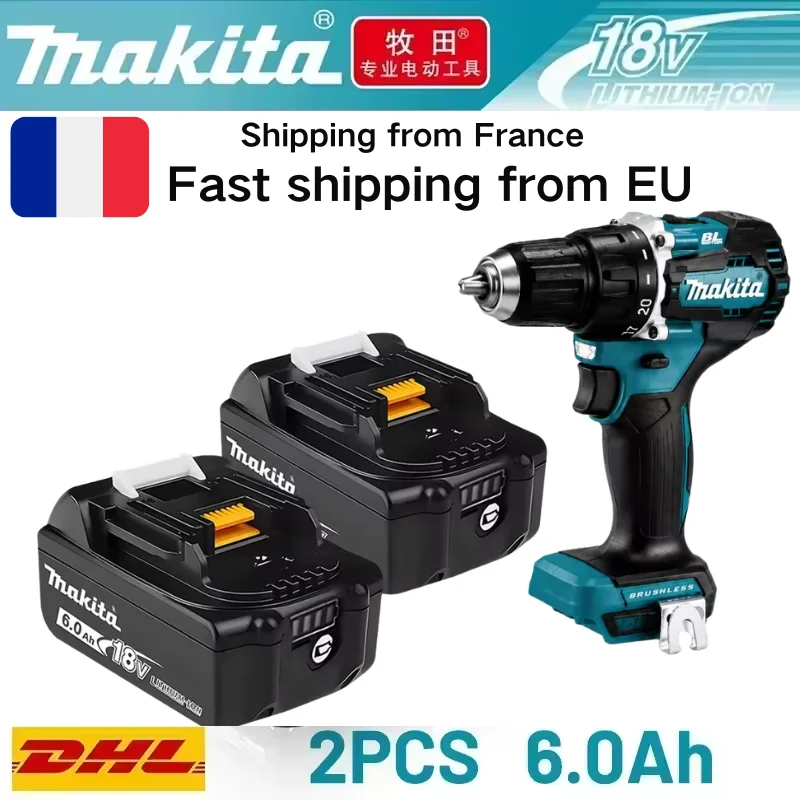 Original Makita BL1860 6Ah Akku für Elektrowerkzeuge, Li-Ion LXT BL1850 BL1840 Ersatz für 18V Schraubendreher mit BMS, 18V Akku