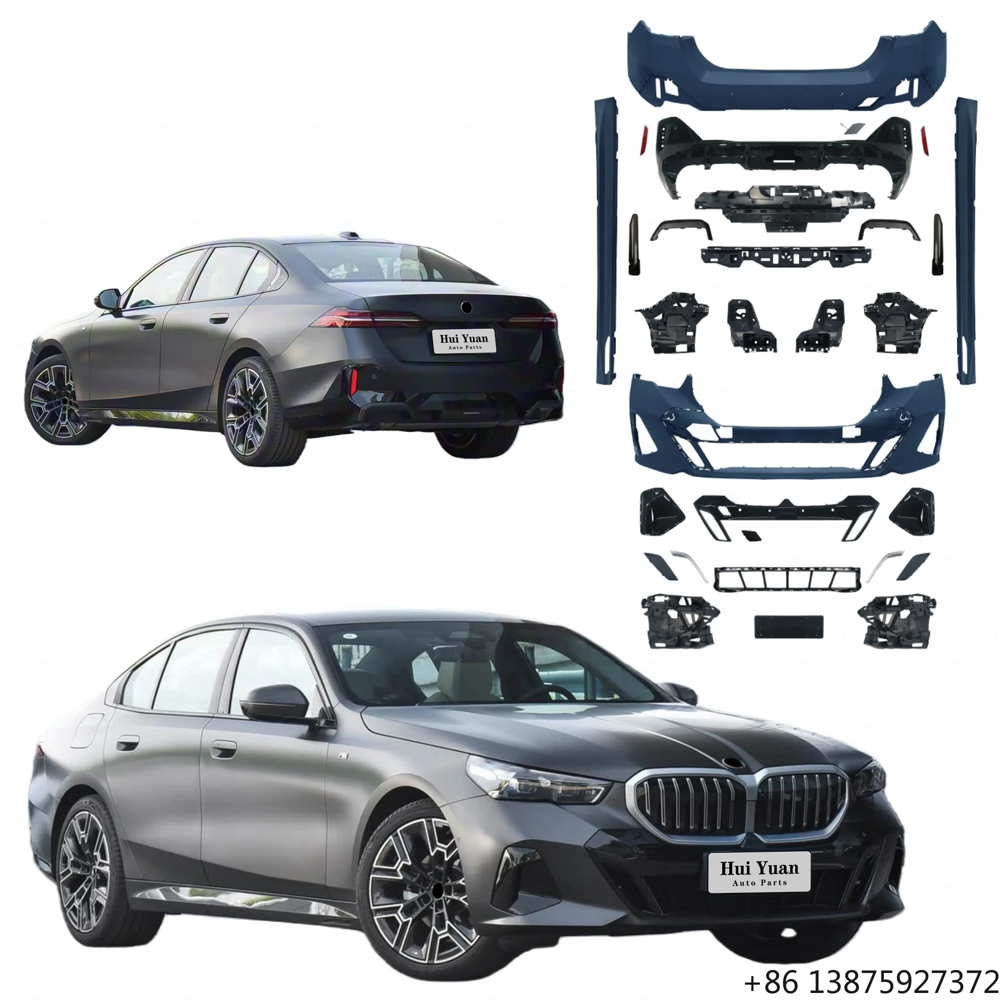 Car Bumpers for 5 Series G60 G68 2024-2025 Upgrade to G60 MT Model Contain Front Rear Bumper Grille Exhaust Pipe Side Skirts