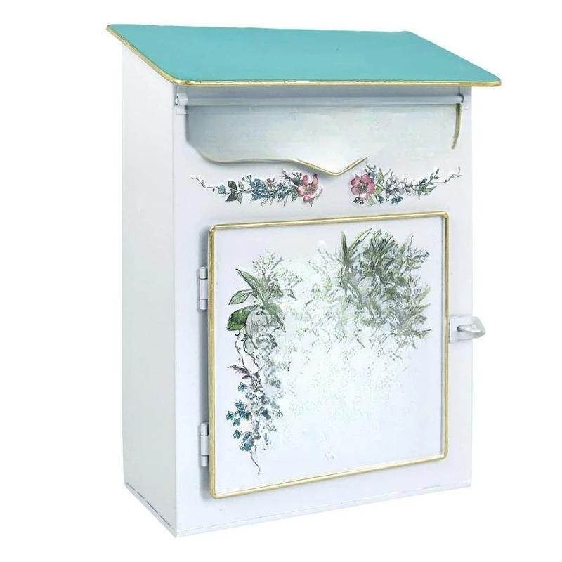 Wind wrought iron outdoor mailbox, three-dimensional relief delivery box, wall-mounted decorative mailbox