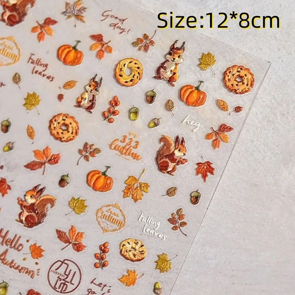 Zelfklevende nagelkunststickers Langdurige waterdichte manicurestickers Dennenappels Gevallen bladeren Ontwerp Herfstontwerpstickers