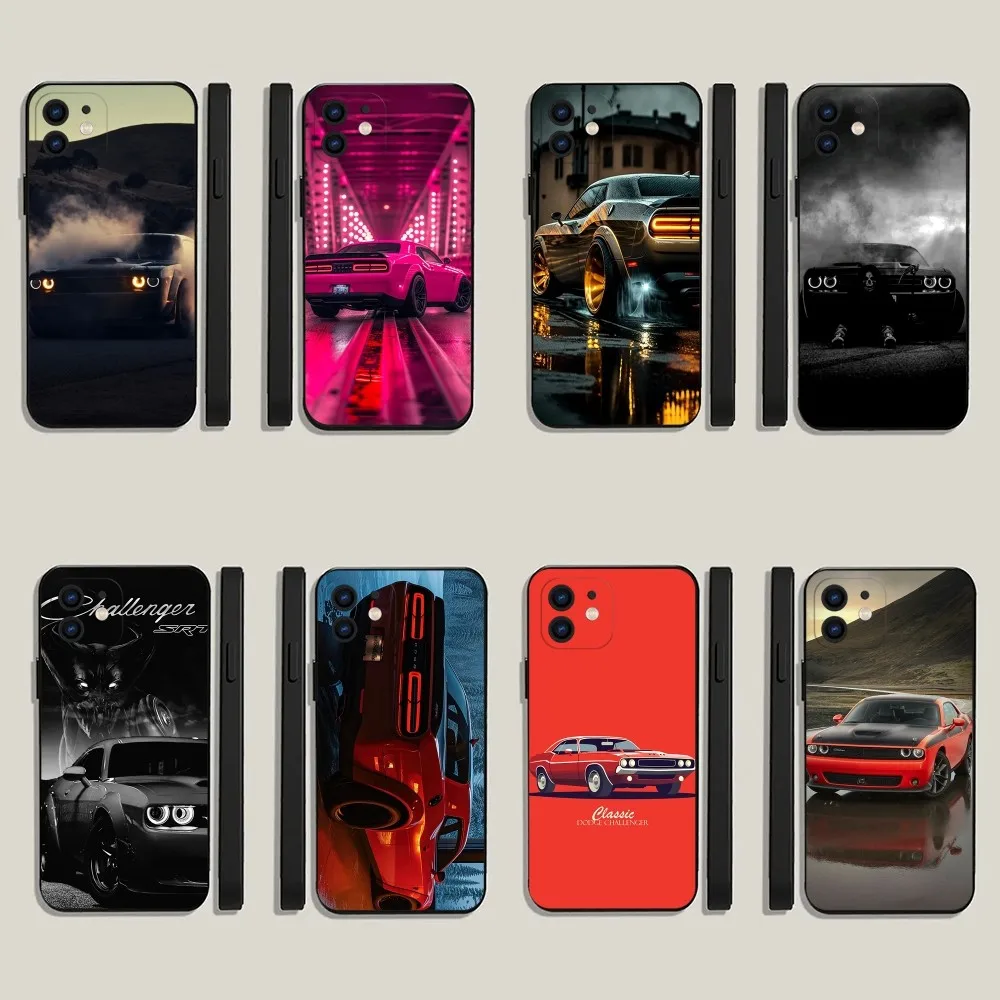 

D-Dodge Challenger S-Srt Phone Case For iPhone 15,14,13,12,11,Plus,Pro Max,XS,X,XR,SE,Mini,8,7 Soft Silicone Black Cover
