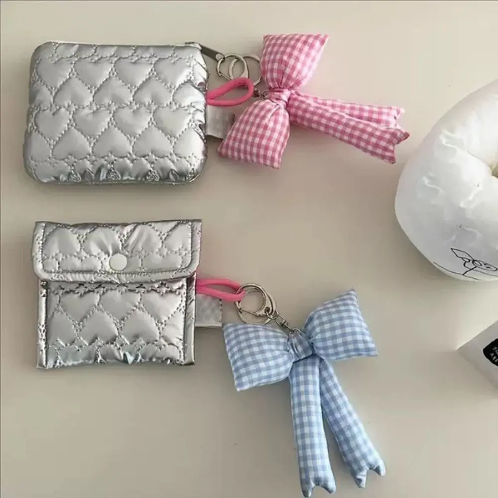 Backpack Pendant 3D Bowknot Keychain Pink Color Keyring Accessories Puff Grid Bowknot Keychain Cute Y2K