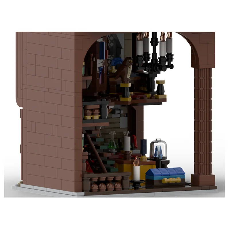 Model Średniowiecznego Zamku Klocki Konstrukcyjne Model Domu Czarodzieja Technologia Budowlana Widok Ulicy Miejskiej Model Klocków Zabawka Konstrukcyjna