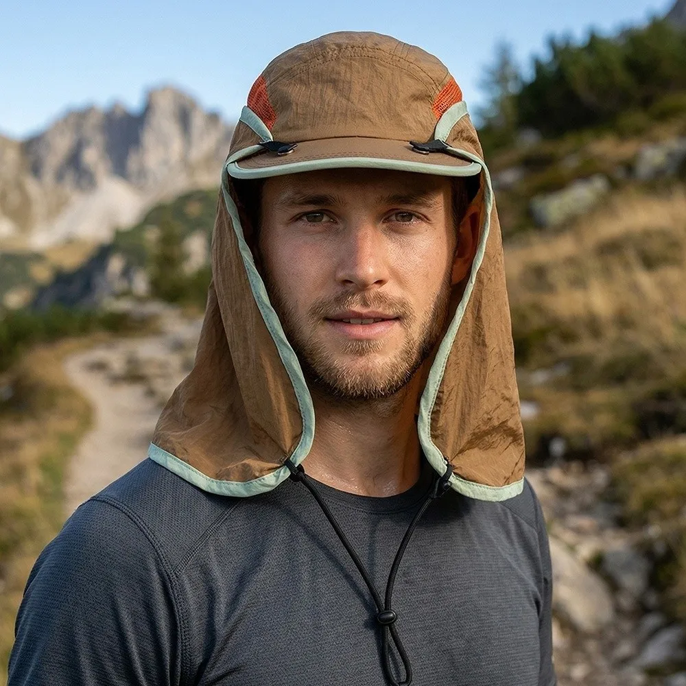 New 5 Panel Sun Visor Flap Hat Quick Dry Mesh Breathable Fishing Cap UV Protection Short Brimmed Sun Protection Hat Outdoor