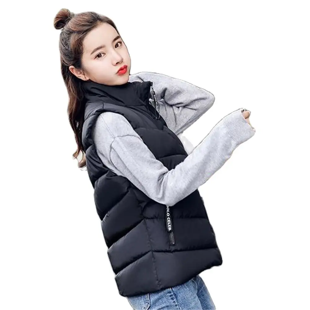 

Fashion 2024 Autumn Winter Women Mandarin Collar Cotton Vests LadieWos Coats Slim Sleeveless Wasitcoat Padded Jackets Warm Gilet