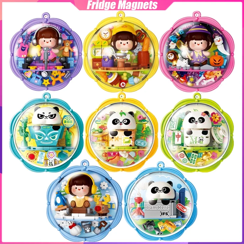 

Rorou Jump Building Blocks Panda Fridge Magnet Desktop Decoration Puzzle Assembling Model Toys Birthday Gifts for Boys and Girls