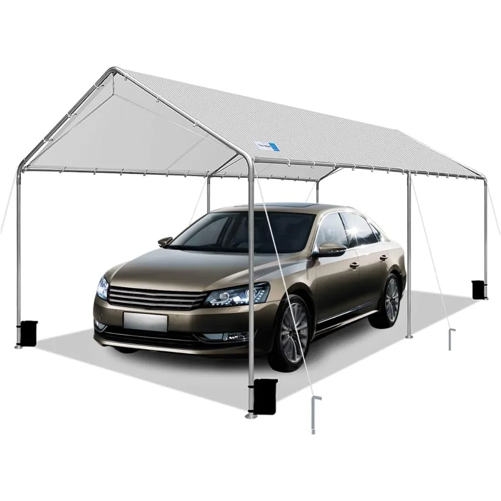 

Carport Canopy 10'x20' Heavy Duty Carport, Waterproof & UV Protected Garage Top Tarp Shelter Cover with Reinforced Steel Cables,