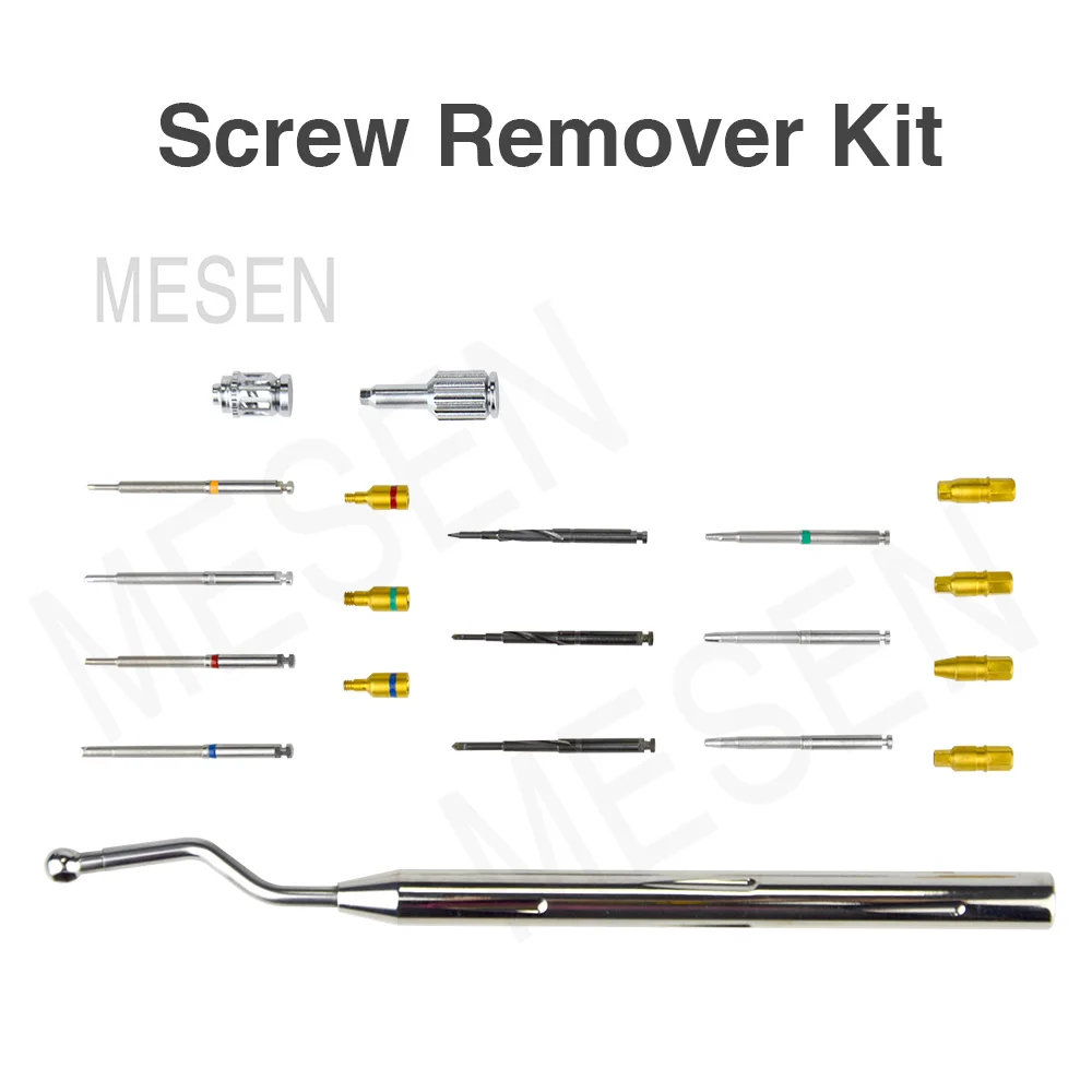 Dental Implant Restoration Instruments Universal Damaged Screw Extractor Set Implant Removal Tool Set Gold-Toned Box Packaging