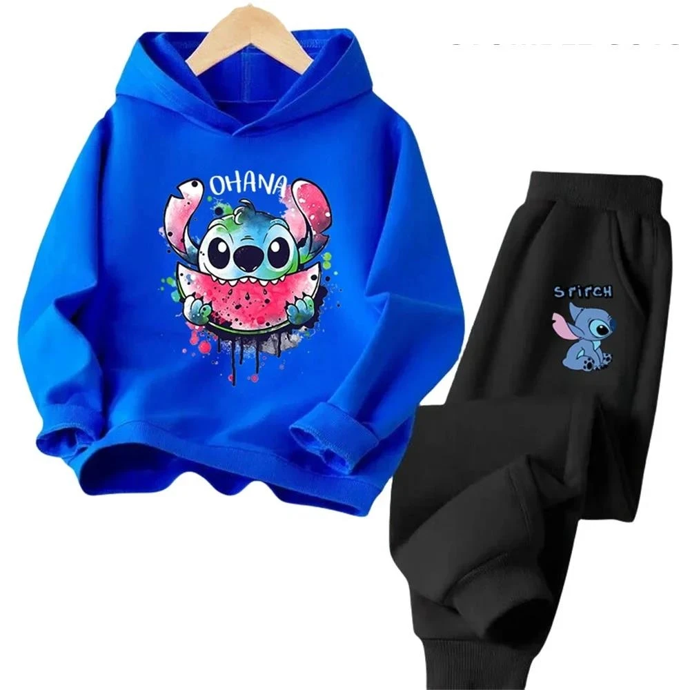 Children\'s Kawaii Stitch Children\'s Trucksuit Clothing 3-14 Years Old Boys and Girls Clothing Street Casual Sports Sweatshirt