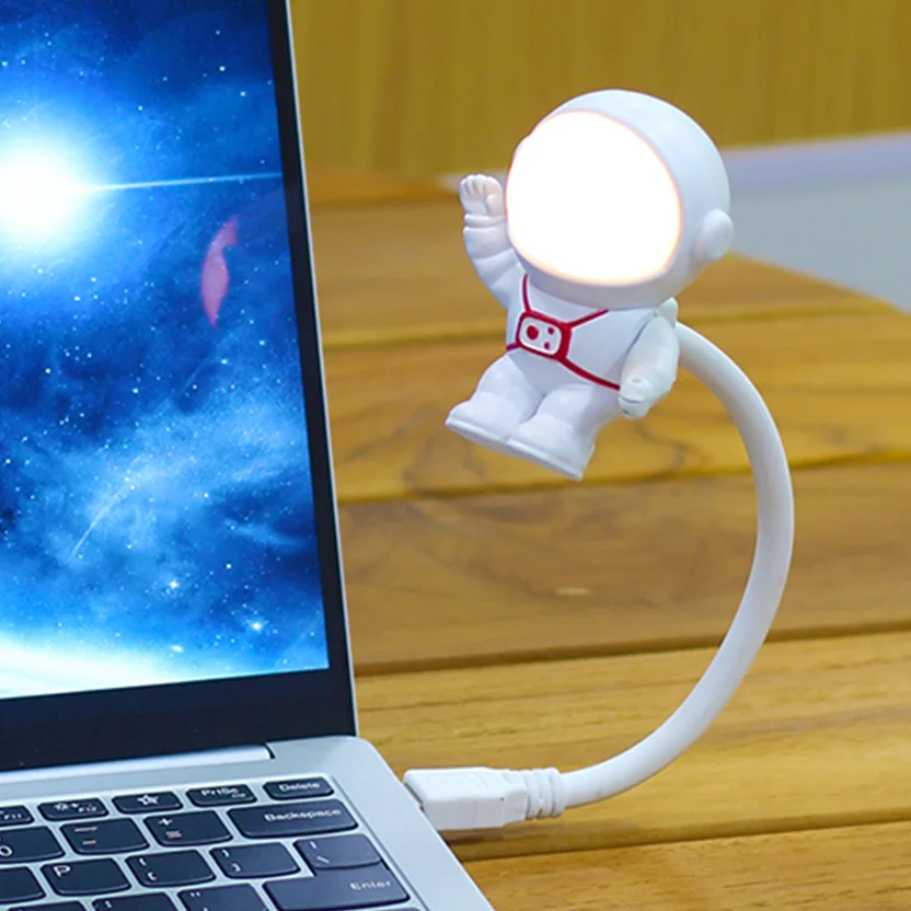 Astronaut USB Night Light Voice Control Mini LED USB Plug Eyes Protection LED Sound Sensor Bedroom Reading Desk Lamp Gift