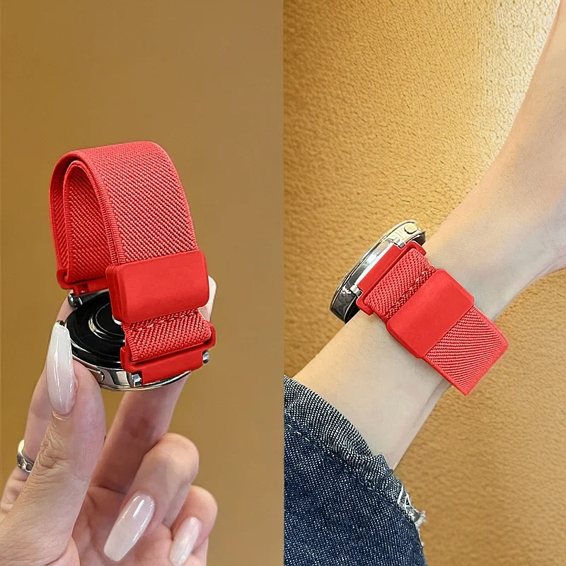 18/20/22 มม.ไนลอนยืดหยุ่นสําหรับนาฬิกา Huawei GT5/4/3 แถบแม่เหล็กสายรัดข้อมือสําหรับนาฬิกา Garmin/นาฬิกา Samsung/นาฬิกา Xiaomi