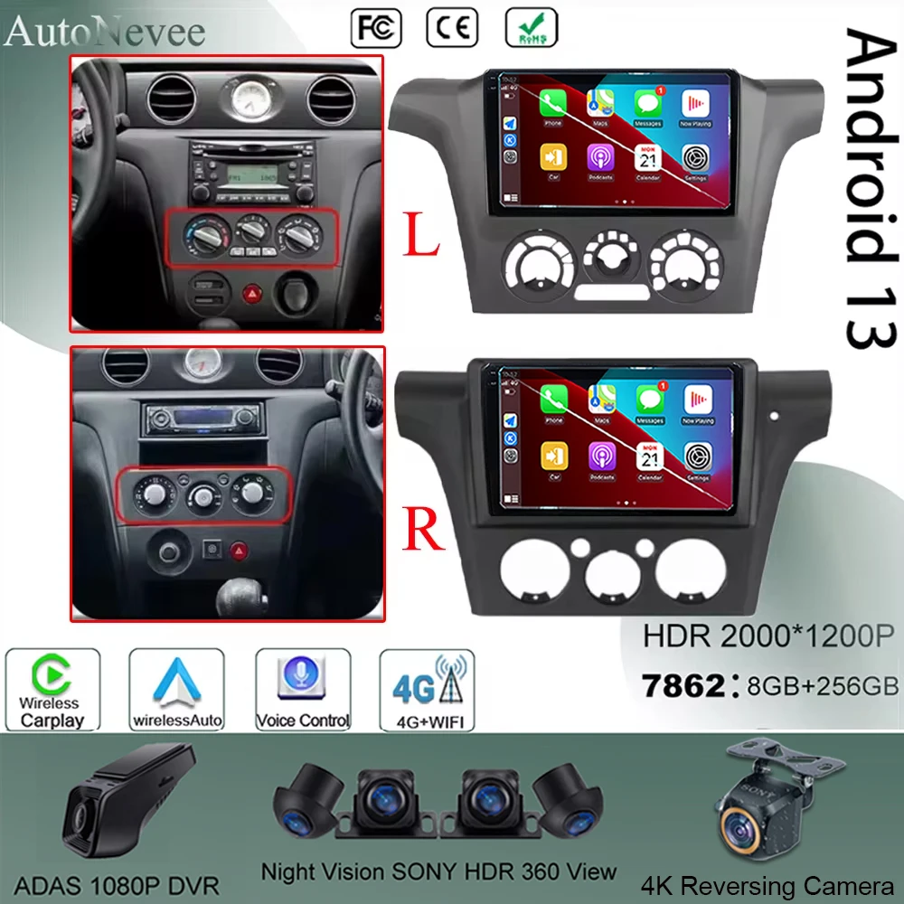 

7862 QLED Car Radio Android 13 For Mitsubishi Airtrek Outlander 2001 - 2005 Auto Stereo Video Player GPS Carplay No 2din DVD BT