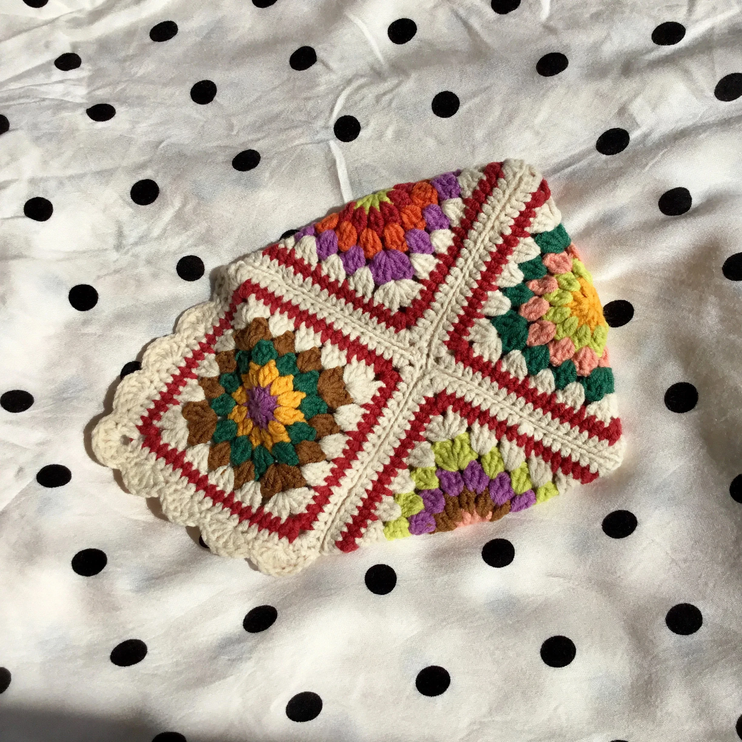  Beige Grandmother Mini Small Coin Purse with Spliced Colorful Patterns suitable as Coin Purse Makeup Bag,Portable Storage Bag
