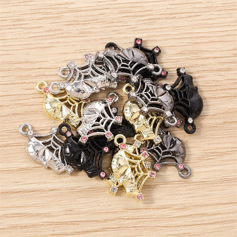 5 Stück 11x19mm Punk-Metall-Skelett-Spinnennetz-Anhänger für die Herstellung von Halsketten, Ohrringen, Armbändern, DIY-Bastelarbeiten und Schmuckzubehör – Detail 13