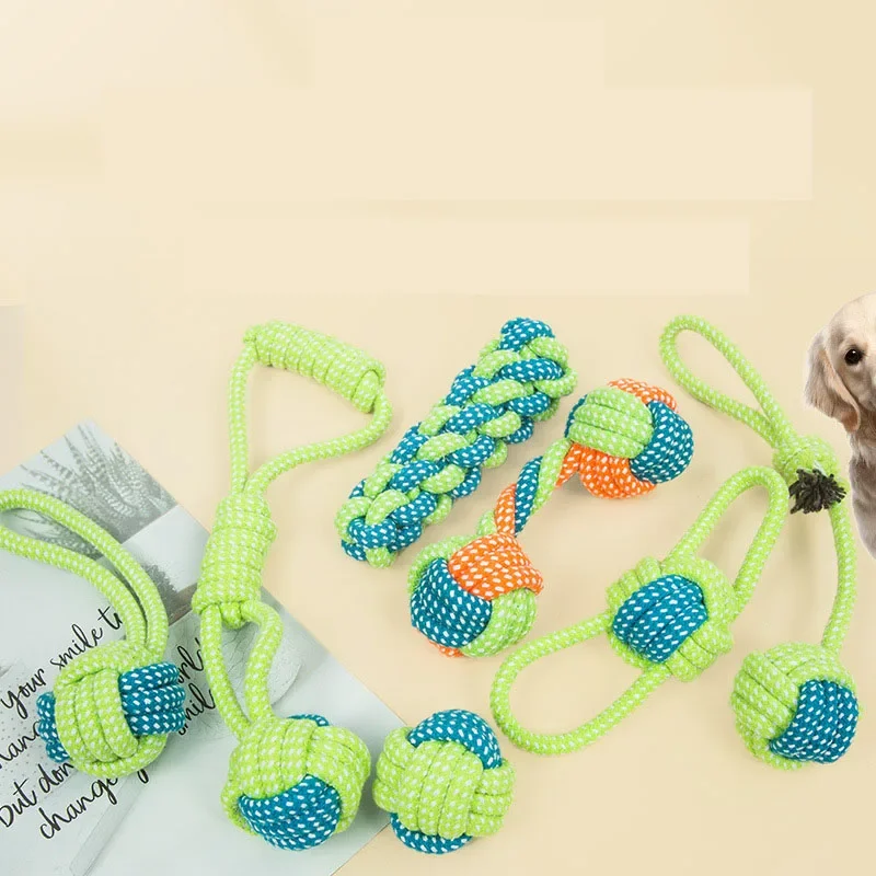 Dog Toy Knot Rope Ball Cotton Rope Dumbbell Puppy Cleaning Teeth Chew Toy Durable Braided Bite Resistant Safety and health