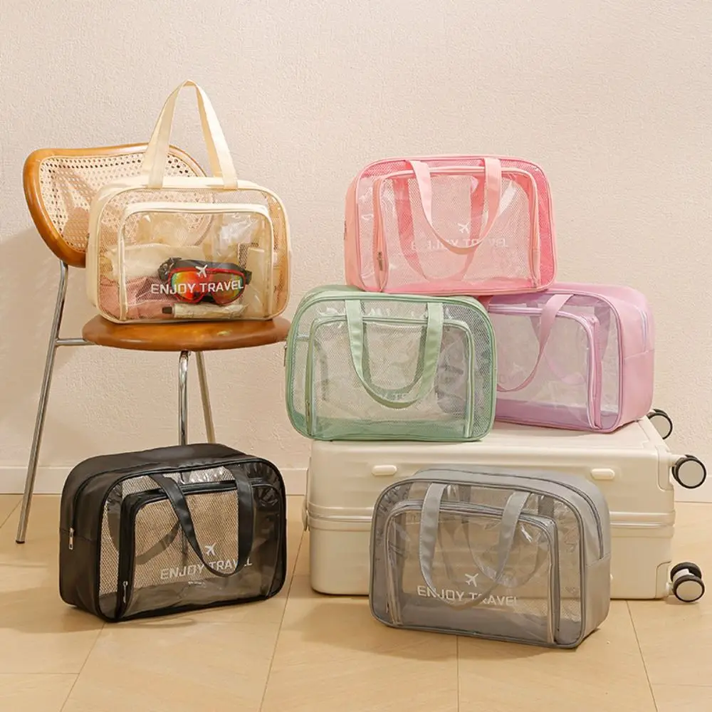 

Large Capacity Waterproof Cosmetic Bag PVC Make Up Bag Pu Transparent Portable Cosmetic Storage Bag Multi-functional Portable