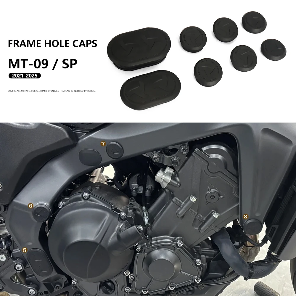 

New MT09 Motorcycle Frame Cap Accessories Frame Hole Cap Cover Plug For YAMAHA MT 09 MT-09 SP 2021 2022 2024 2025 Frame Cap Set