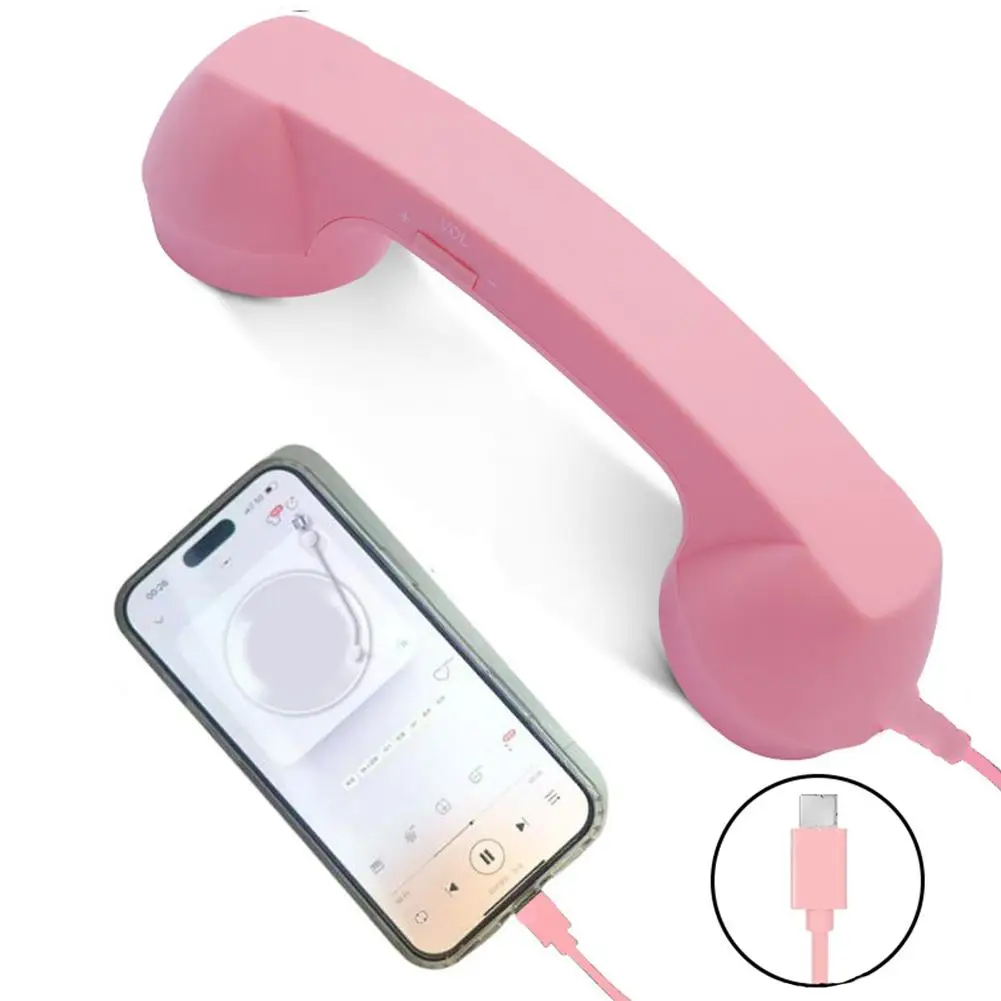 Retro telefoonhoorn Type-C en 3,5 mm telefoonkopset Draagbare vintage telefoonheadset voor mobiele mobiele videoconferenties
