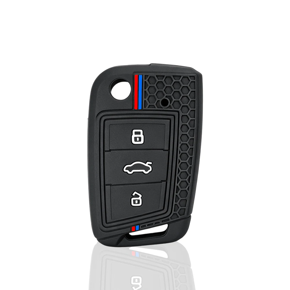 Car Silicone Key Case Cover for VW Volkswagen Golf 7 MK7 Tiguan MK2 T-roc T-cross Skoda Octavia Kodiaq Karoq Seat Ateca Leon Fob