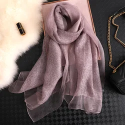 Brand Women Silk wool Scarf Female Solid Foulard Femme Pashmina Shawls And Wrap Big Size Scaves Beach Towel Bandana Muslim Hijab