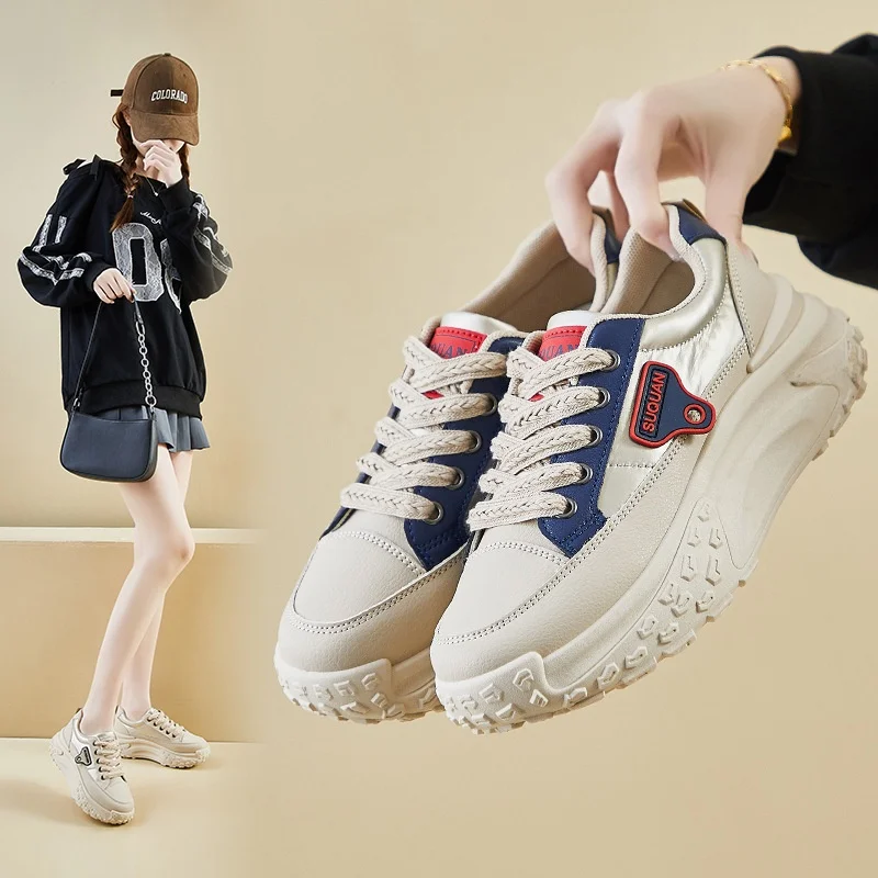 

Корейские женские кроссовки в стиле Dad Shoes, весна 2025, повседневные спортивные, для бега, на толстой подошве, увеличивающие рост, для уличной фотосъемки K6721