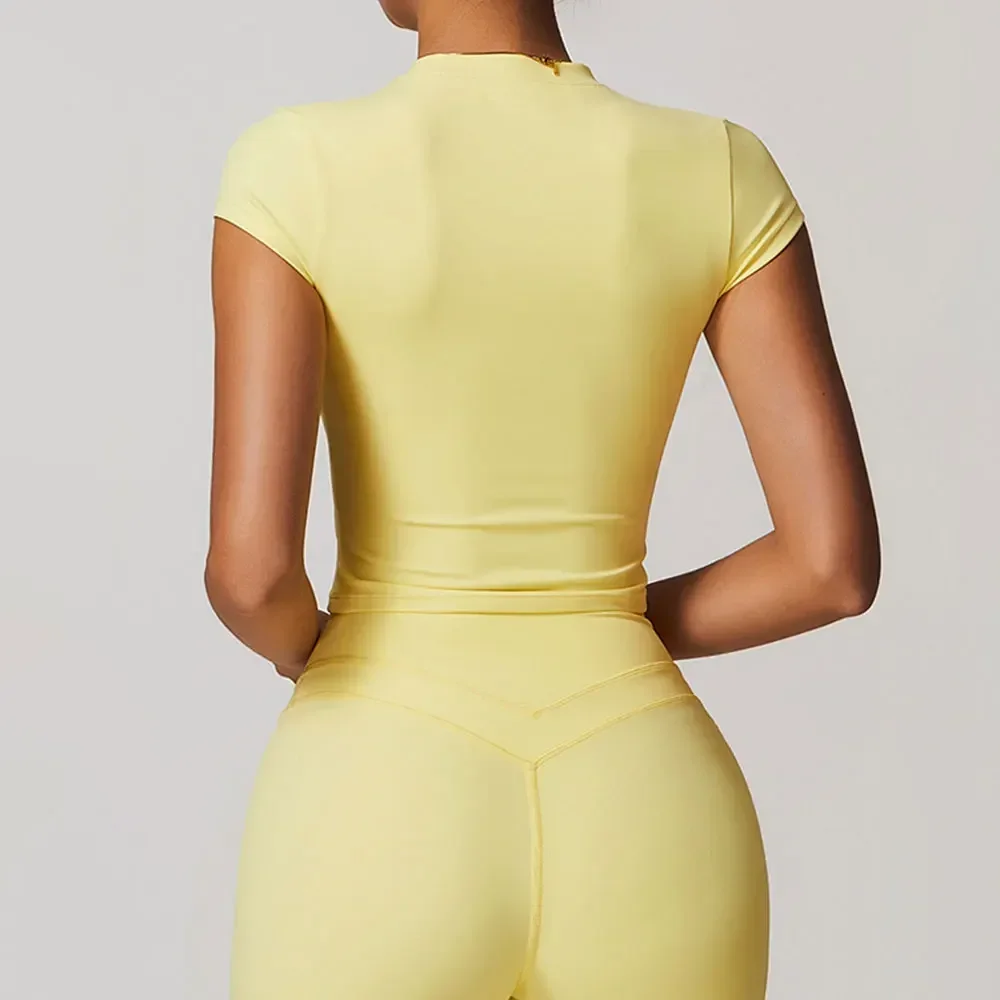 Women Clothes Yoga Top Sport T Shirt Fitness Clothes Short Sleeve Yoga Shirt Gym Top Workout Running Active Wear Sports Tops