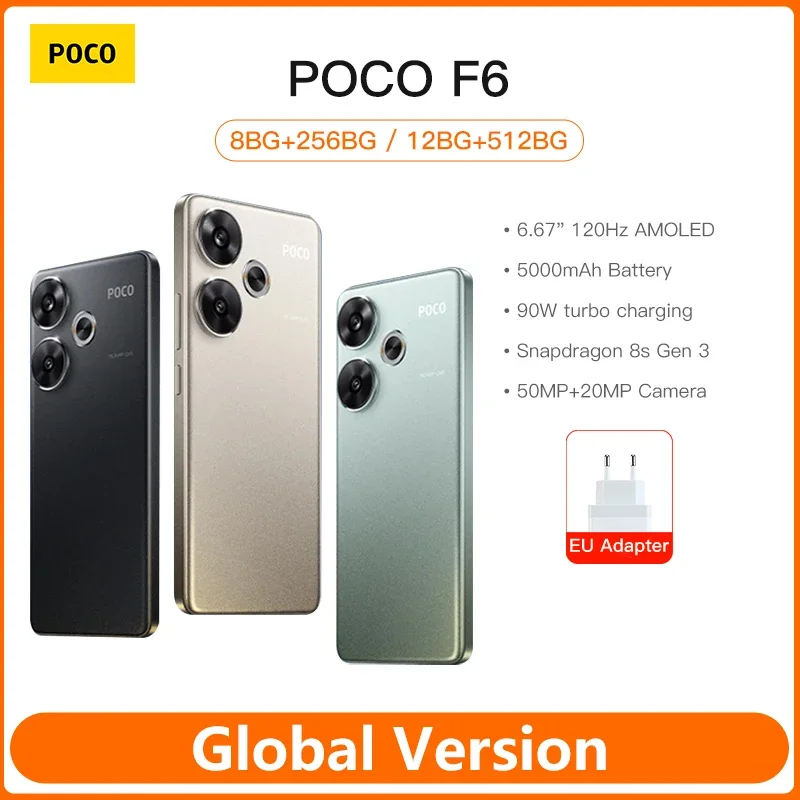 POCO F6 5G Smartphone Global Version Snapdragon®8s Gen 3 6.67\