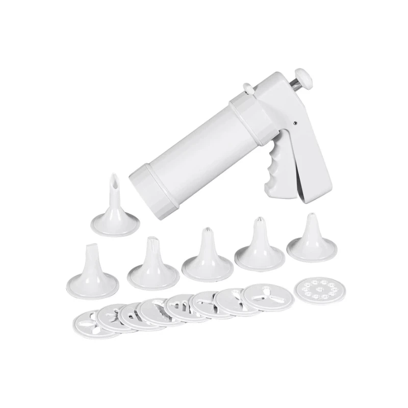 

Plastic pastry press with 10 forming plates and 6 nozzles, dishwasher washable, suitable for baking and pastry making